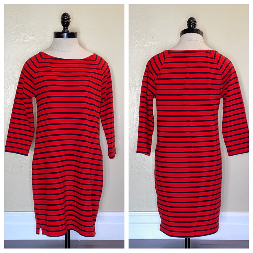 Gap Navy and Red Striped Sheath Shift Dress Size Medium